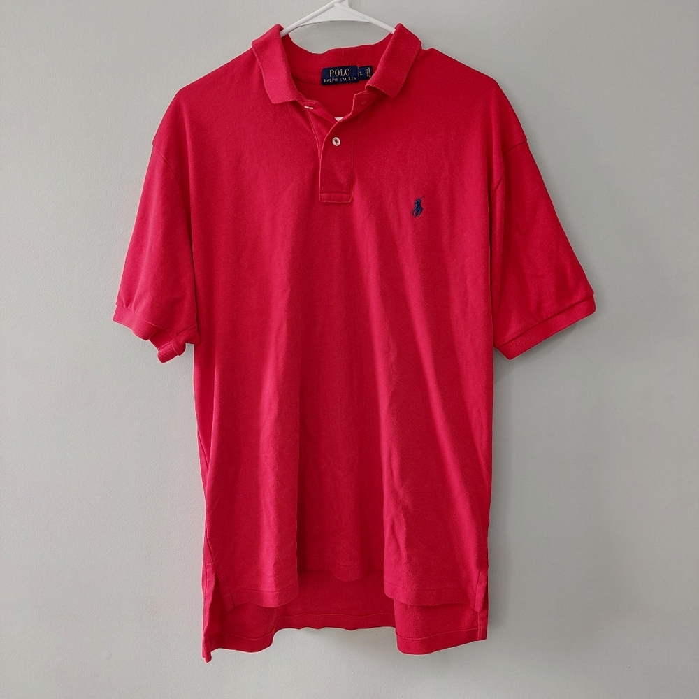 Polo Ralph Lauren polo shirt Large red with blue pony short sleeve collared
